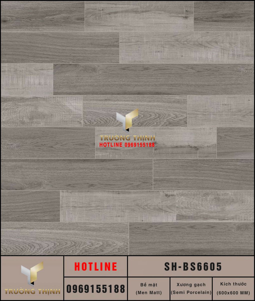 Gạch vân gỗ 600x600 Viglacera Sông Hồng SH-BS6605 cao cấp