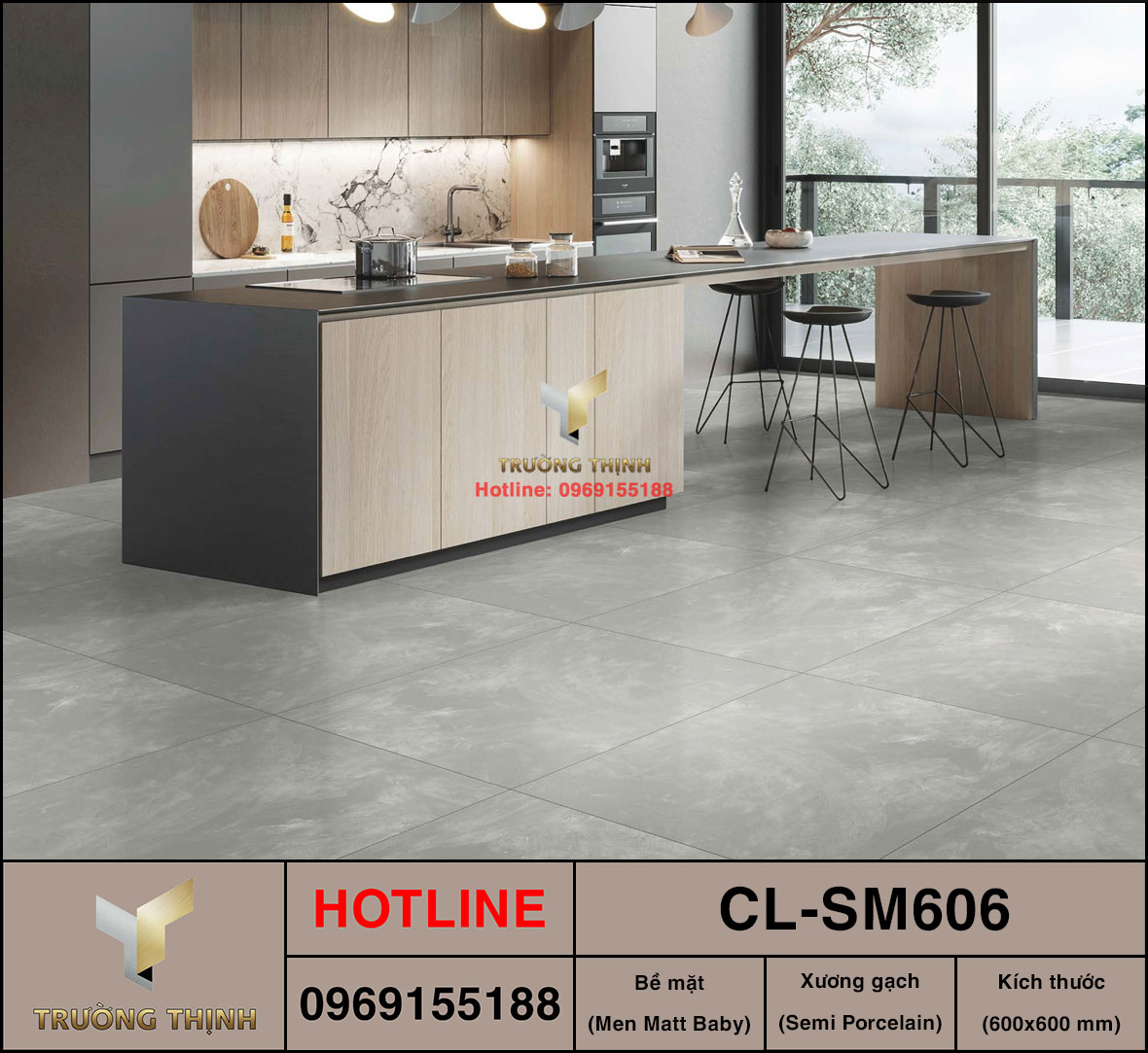 Gạch vân xi măng 600x600 Viglacera Cửu Long CL-SM606 giá rẻ