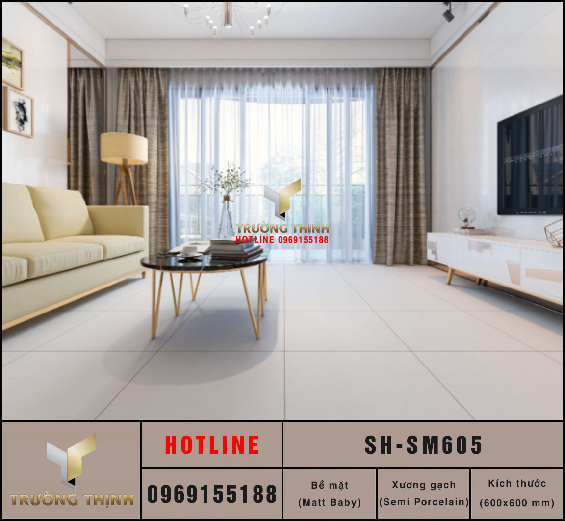 Gạch vân xi măng 600x600 Viglacera Sông Hồng SH-SM605 cao cấp