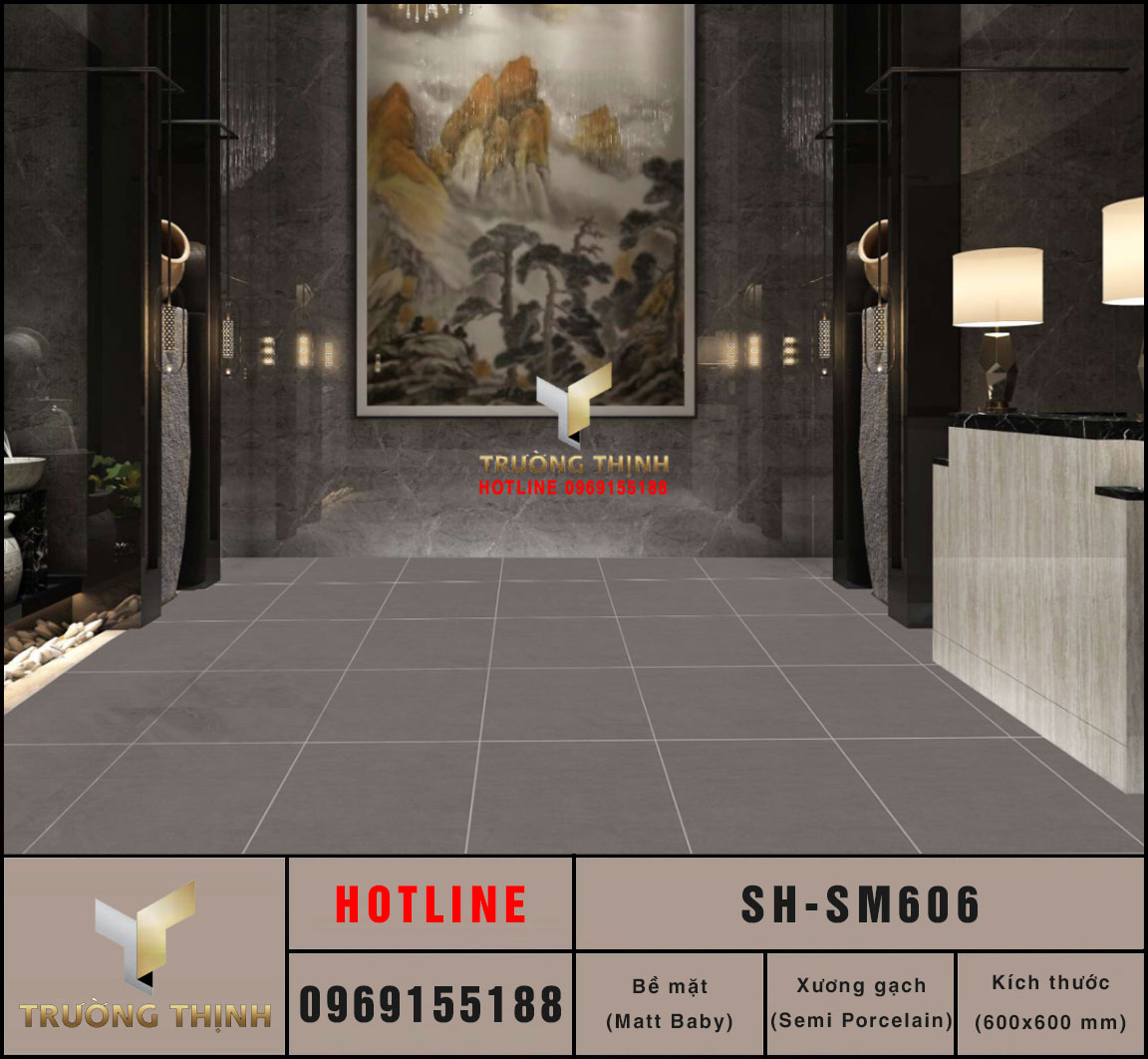 Gạch vân xi măng 600x600 Viglacera Sông Hồng SH-SM606 cao cấp