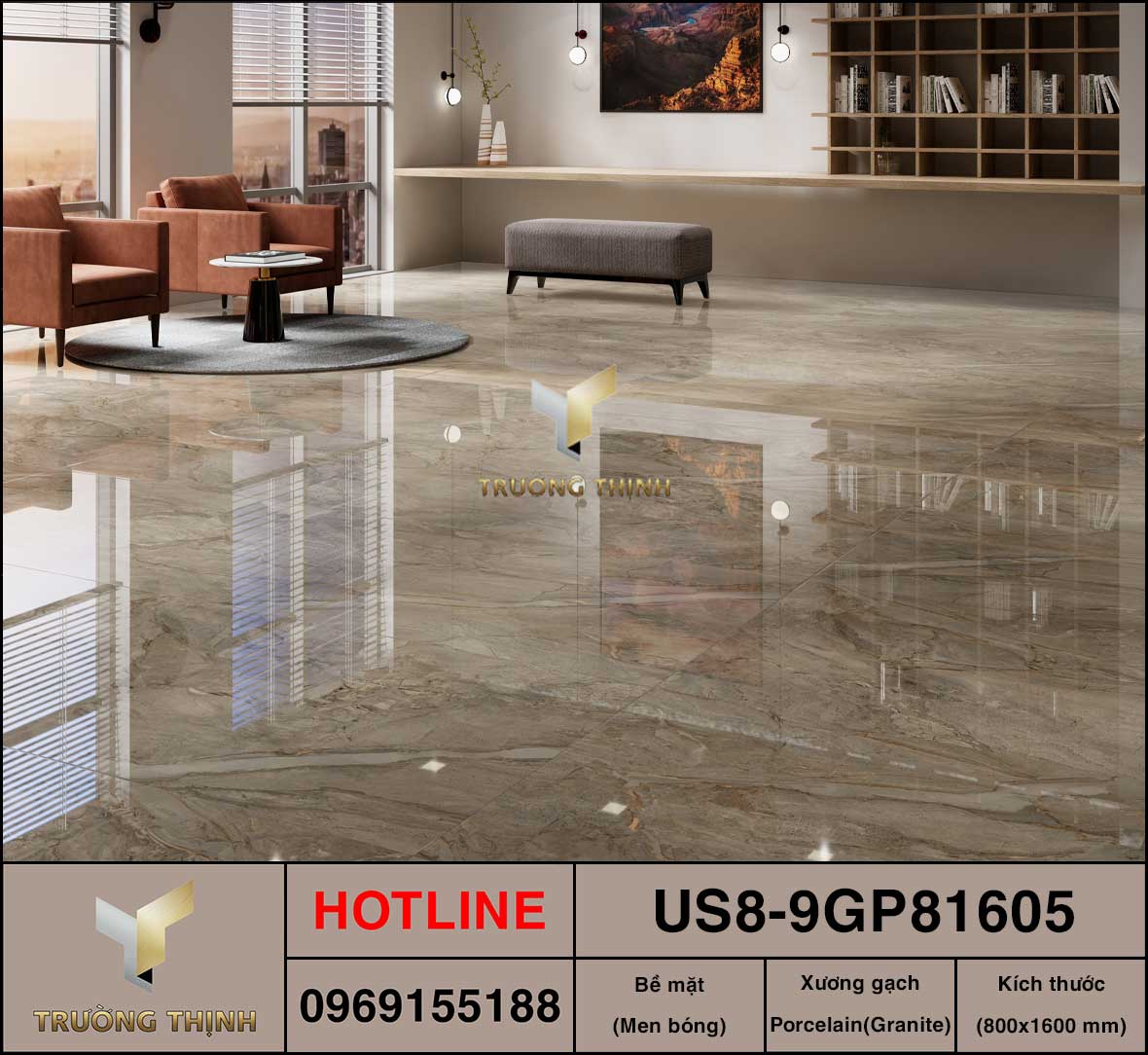 Gạch ốp lát khổ lớn màu ghi sáng 800x1600 Viglacera US8-9GP81605 - Nâng tầm đẳng cấp cho mọi công trình