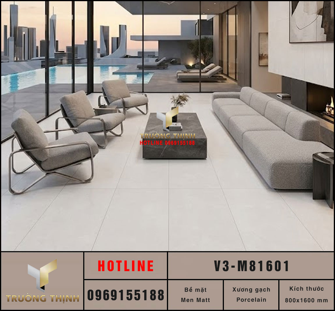Gạch Viglacera V3-M81601 800x1600 Men Matt Vân Xi Măng Giá Tốt