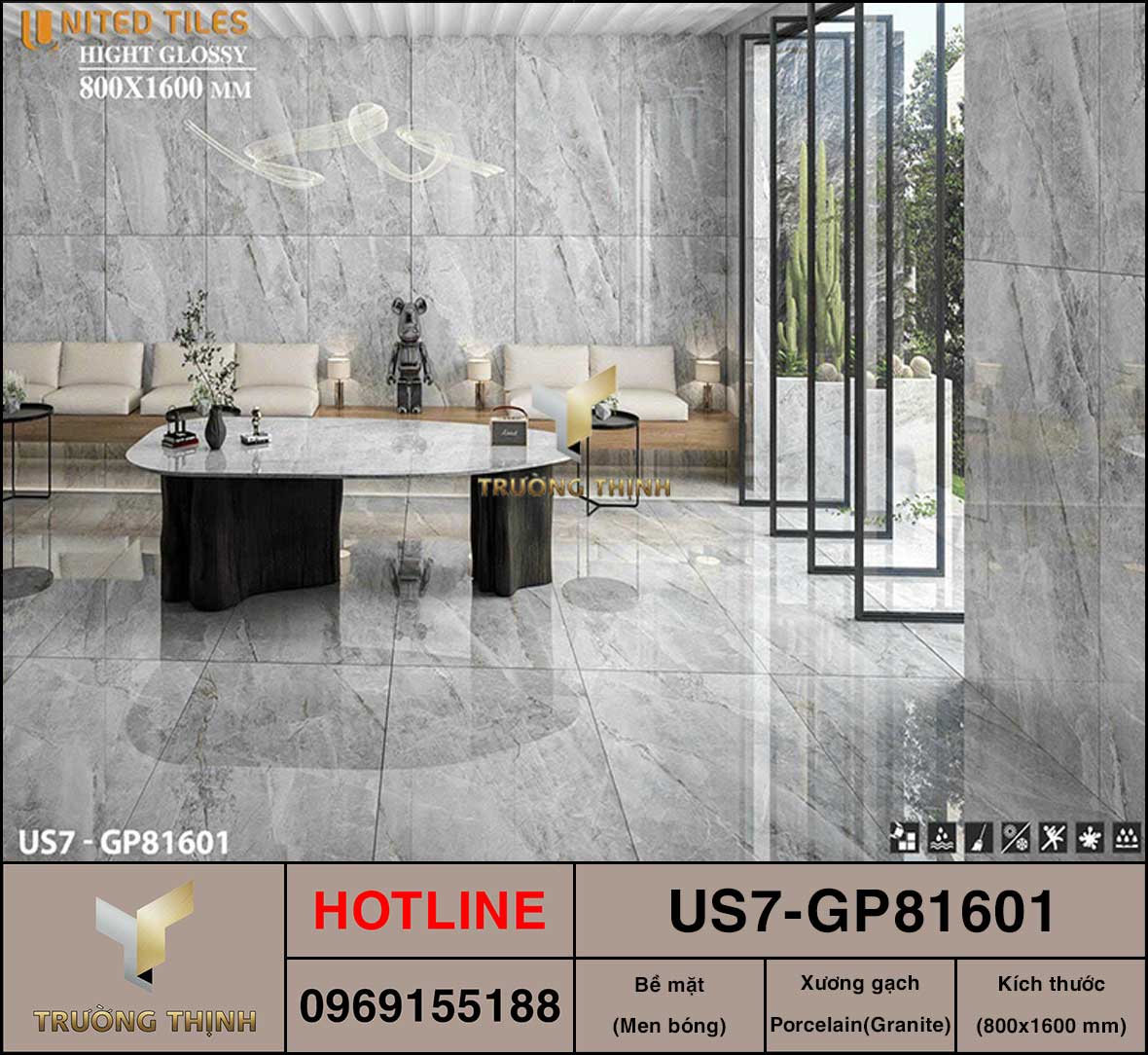 Gạch ốp lát men bóng vân đá 800x1600 Viglacera US7-GP81601 - Vẻ đẹp sang trọng, đẳng cấp