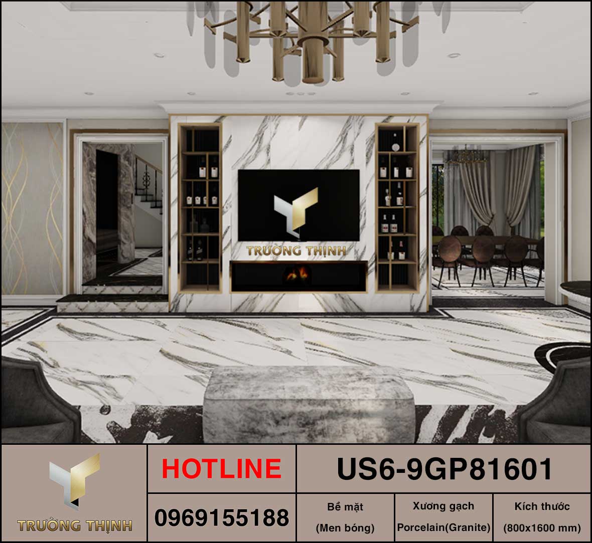Gạch ốp lát trắng vân đá 800x1600 Viglacera US6-9GP81601 - Vẻ đẹp tinh khôi, sang trọng
