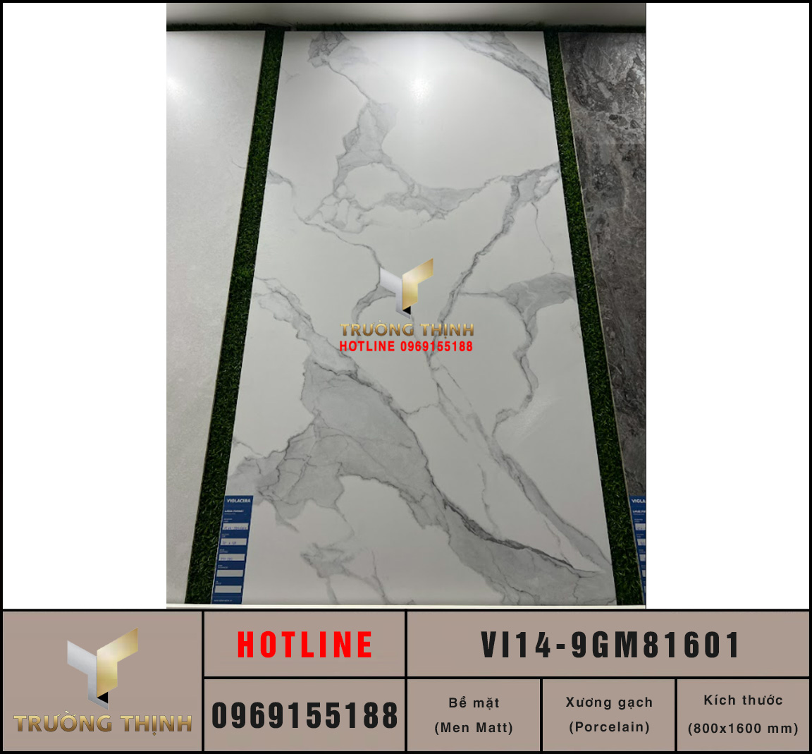 Gạch trắng khói men Matt 800x1600 Viglacera VI14-9GM81601 vân đá