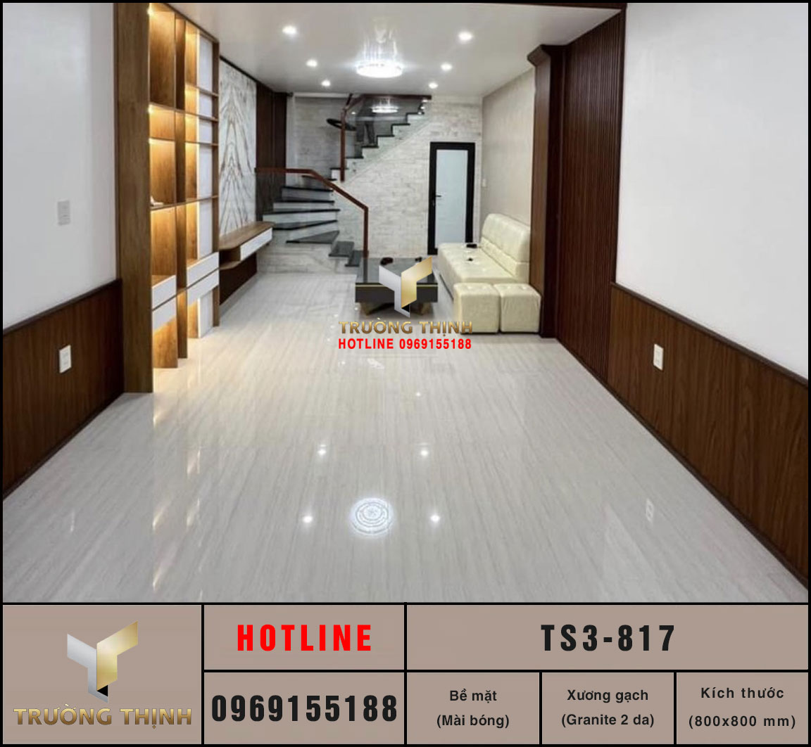 Gạch granite 2 da vân đá sọc dưa 800x800 Viglacera TS3-817 cao cấp