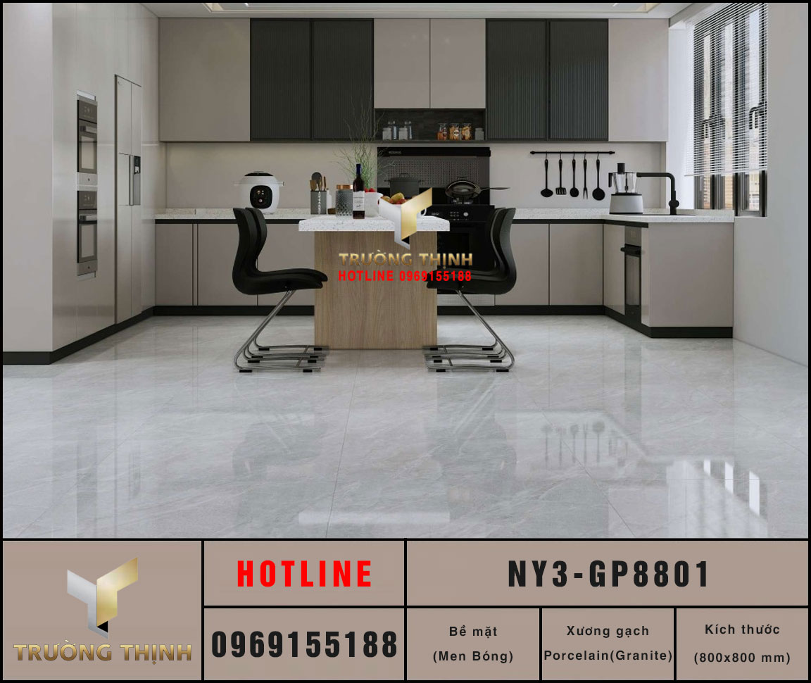 Gạch lát nền Porcelain men bóng vân đá Viglacera NY3-GP8801: Vẻ đẹp hiện đại từ BST United New York