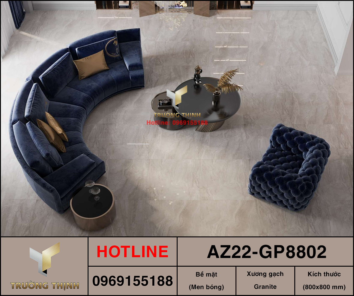 Gạch Lát Nền Porcelain Vân Đá 800x800 Viglacera AZ22-GP8802 Chính Hãng - Trường Thịnh Group