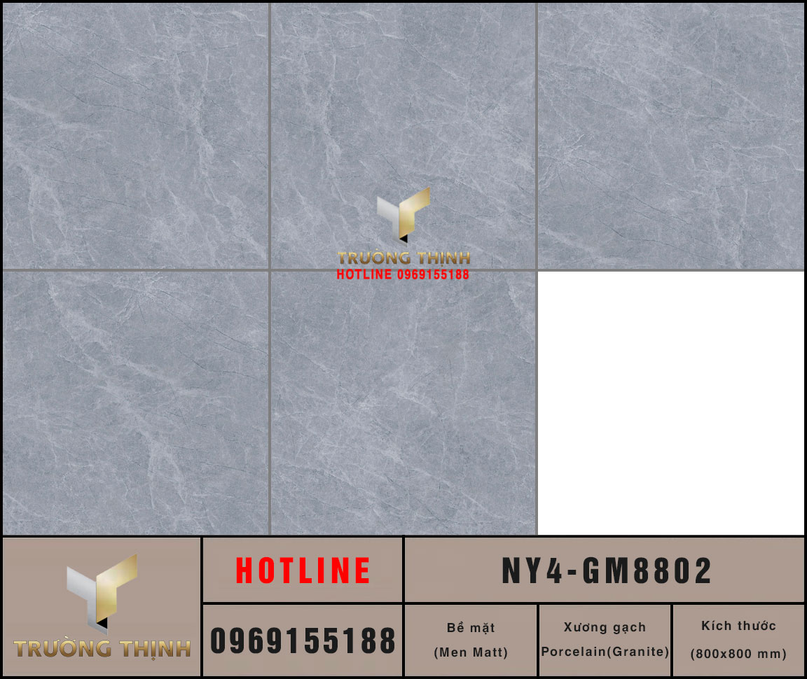 Gạch lát nền chống trơn 800x800 màu ghi xám Viglacera NY4-GM8802: Đẳng cấp không gian hiện đại