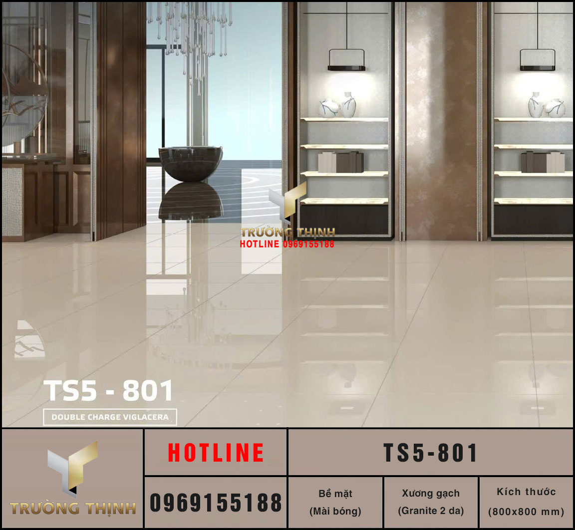 Gạch lát nền đơn màu 800x800 Viglacera TS5-801: Mẫu gạch cao cấp, bền đẹp, giá tốt