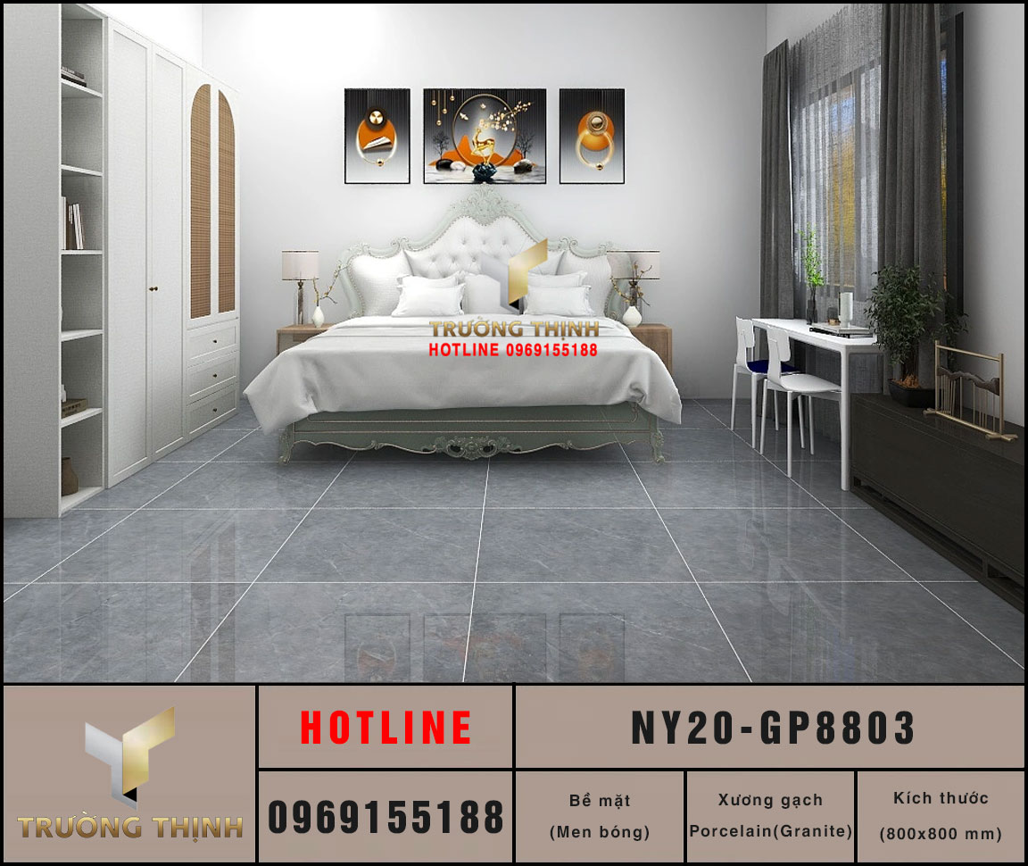 Gạch lát nền granite 800x800 Viglacera California NY20-GP8803: Vẻ đẹp thượng lưu cho mọi công trình