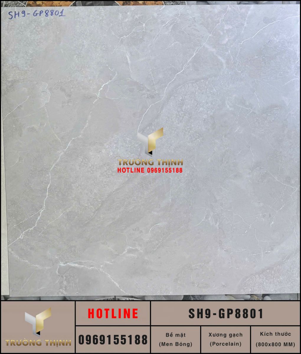 Gạch lát nền granite 800x800 Viglacera SH9-GP8801 vân đá