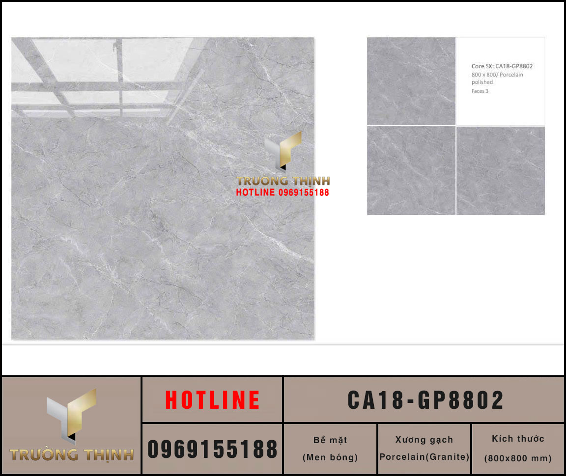 Gạch lát nền granite vân đá 800x800 Viglacera CA18-GP8802: Đẳng cấp không gian hiện đại