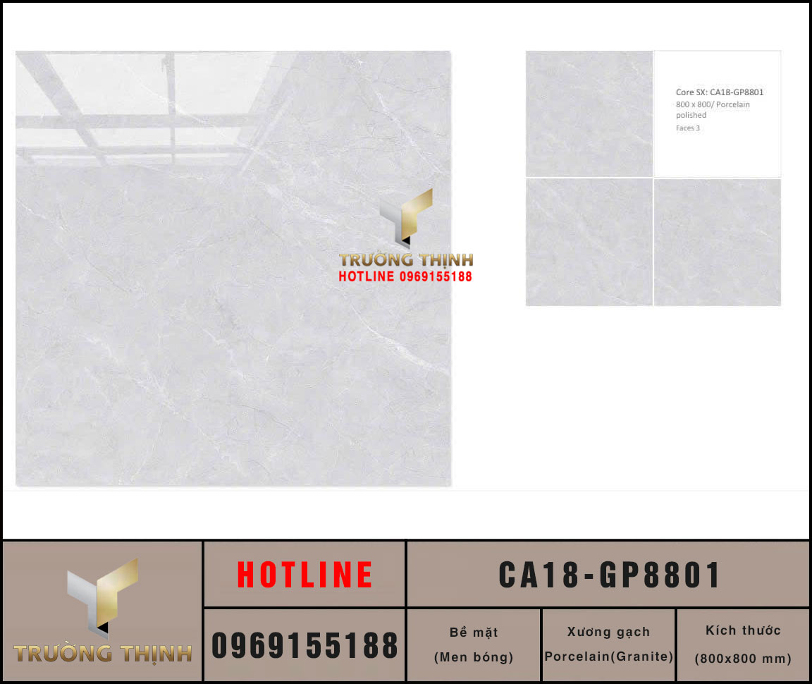 Gạch lát nền granite men bóng 800x800 Viglacera CA18-GP8801: Đẳng Cấp Sang Trọng Cho Không Gian Hiện Đại