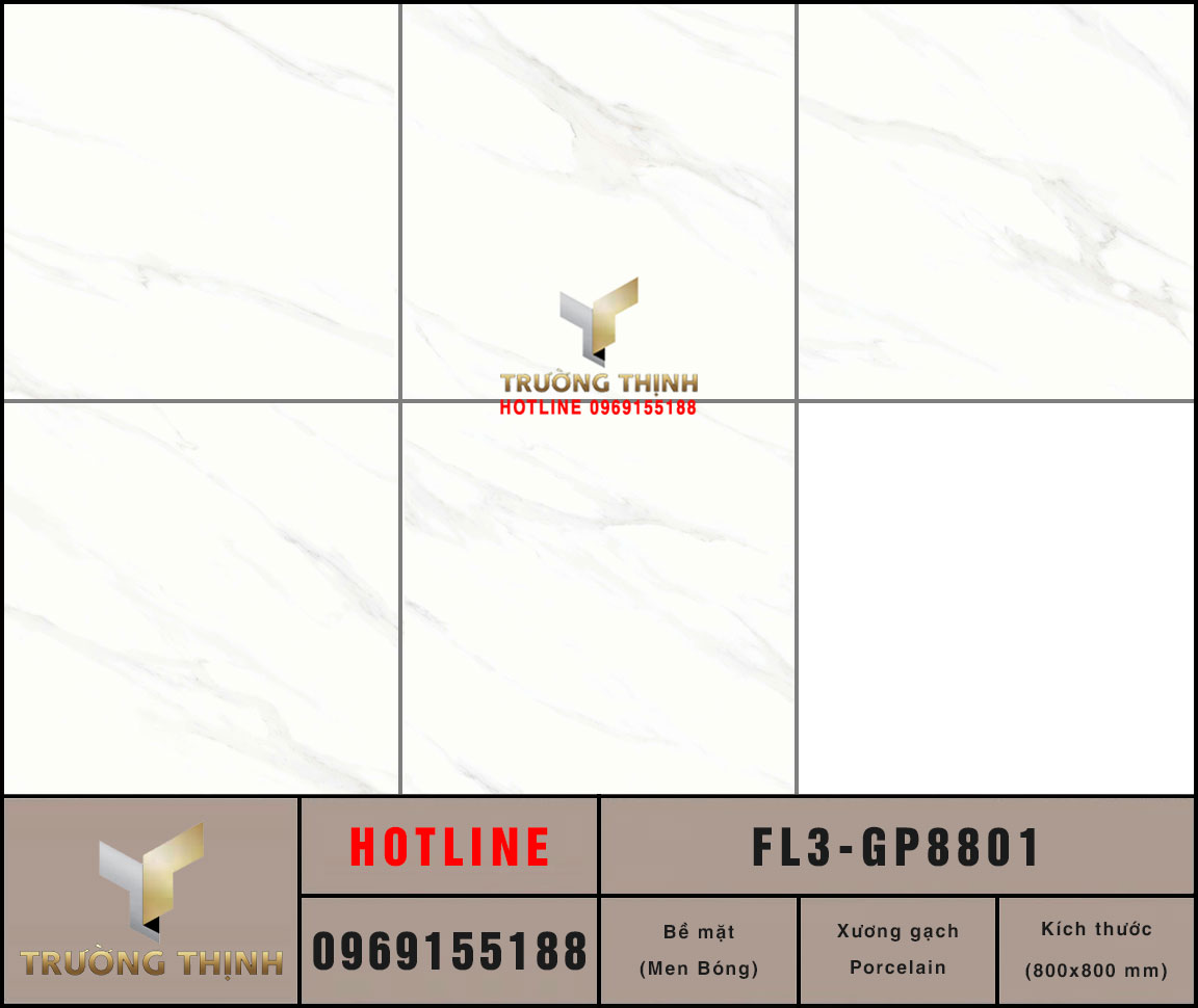 Gạch lát nền granite trắng vân mây 800x800 Viglacera FL3-GP8801 – Vẻ đẹp tinh khôi và sang trọng