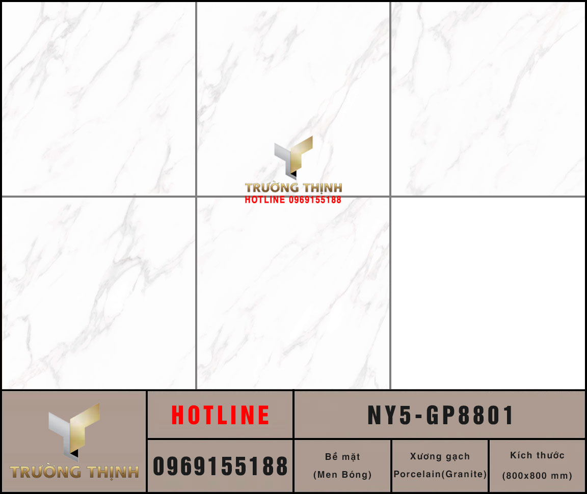 Gạch Lát Nền Granite Trắng Vân Mây 800x800 Viglacera NY5-GP8801: Đẳng Cấp Từ Sự Tinh Khôi