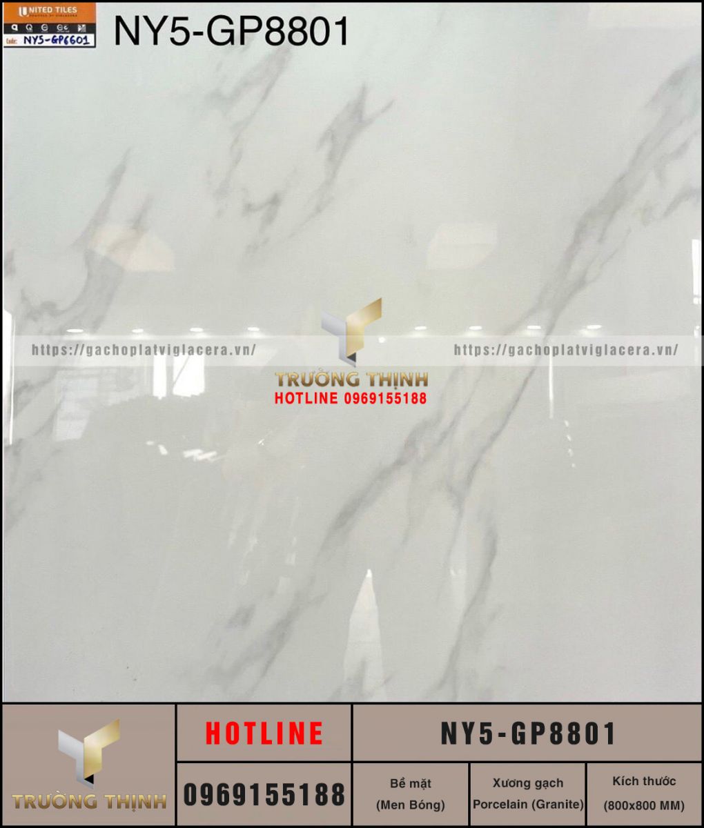 Gạch Lát Nền Granite Trắng Vân Mây 800x800 Viglacera NY5-GP8801: Đẳng Cấp Từ Sự Tinh Khôi