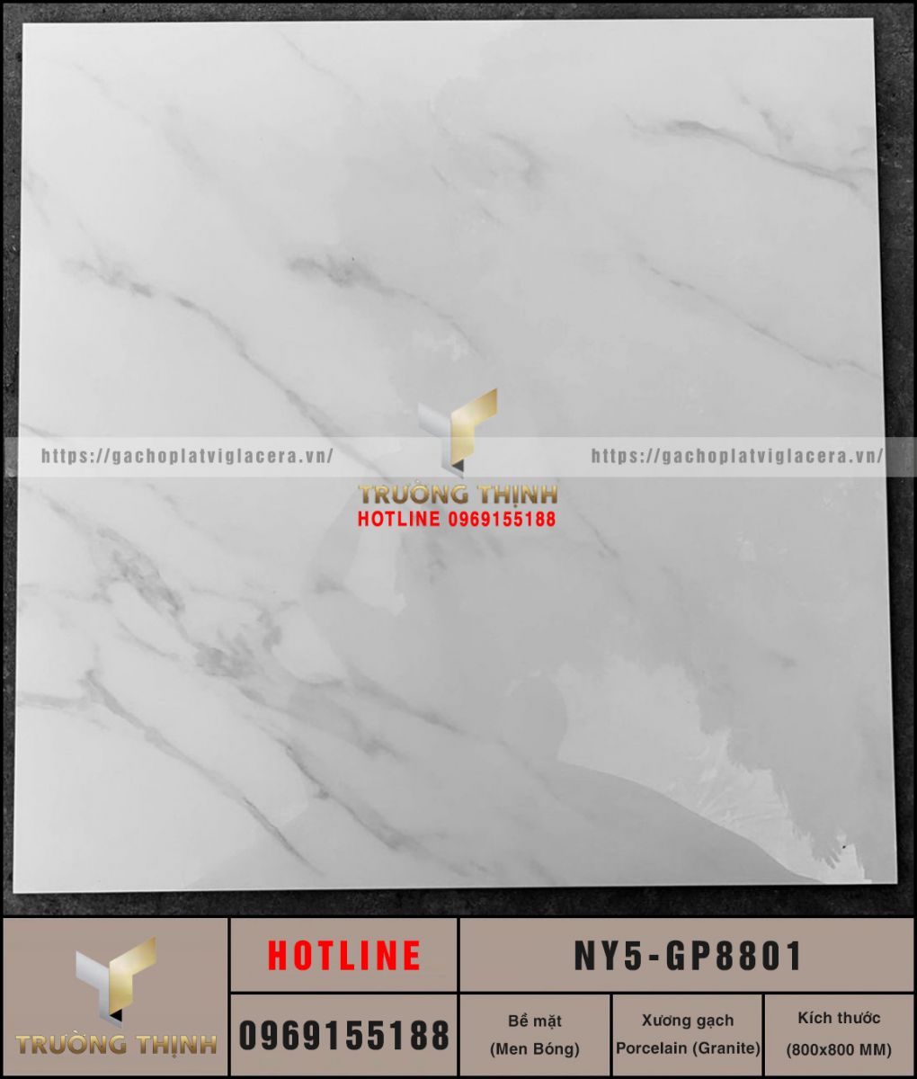 Gạch Lát Nền Granite Trắng Vân Mây 800x800 Viglacera NY5-GP8801: Đẳng Cấp Từ Sự Tinh Khôi