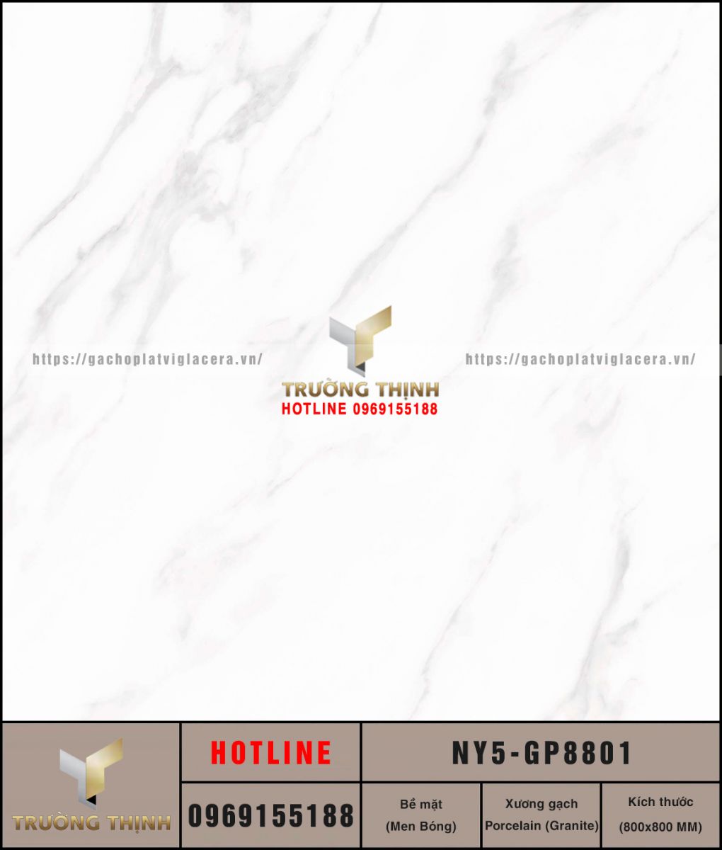 Gạch Lát Nền Granite Trắng Vân Mây 800x800 Viglacera NY5-GP8801: Đẳng Cấp Từ Sự Tinh Khôi