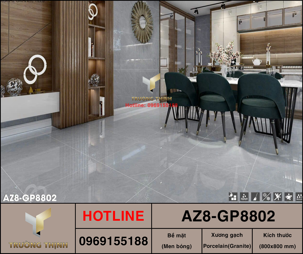 Gạch lát nền Granite vân đá 800x800 Viglacera AZ8-GP8802 giá rẻ