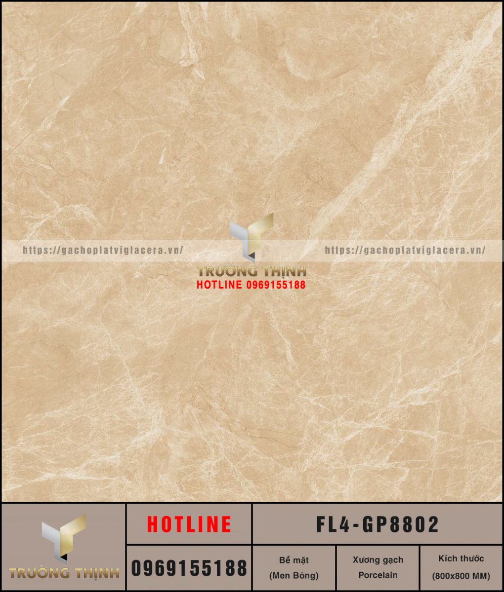 Gạch lát nền granite vân đá 800x800 Viglacera FL4-GP8802: Vẻ đẹp đẳng cấp từ bộ sưu tập United Florida