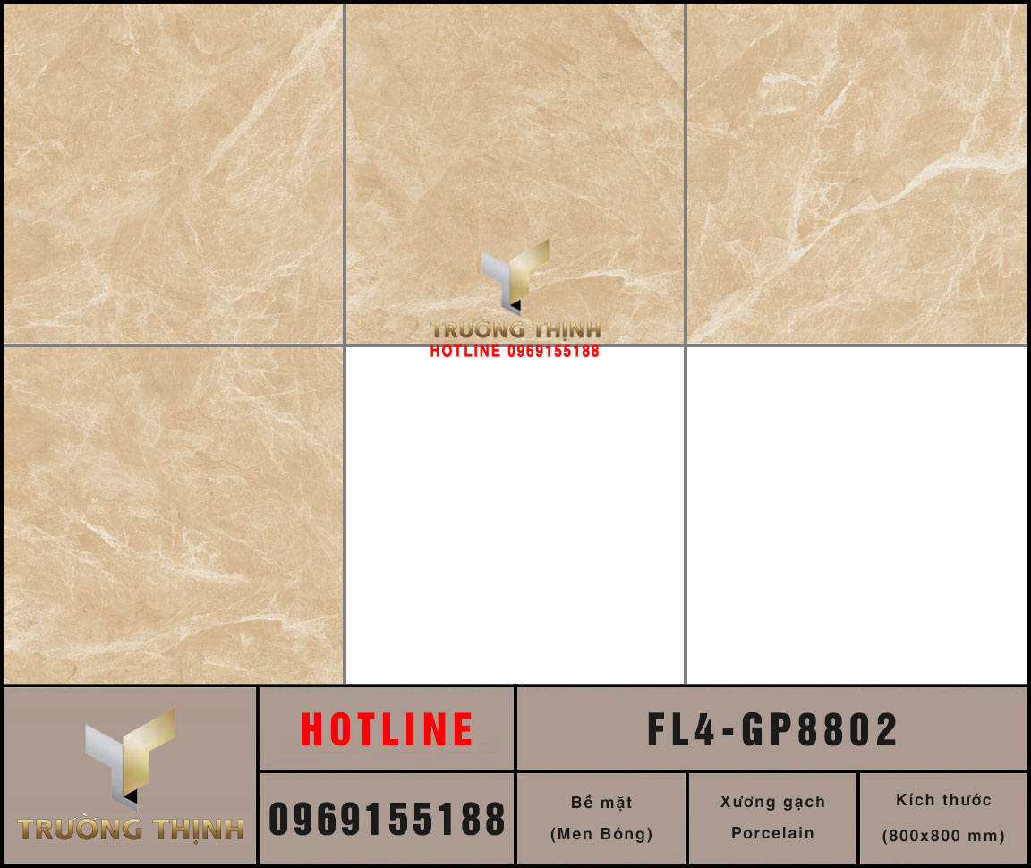 Gạch lát nền granite vân đá 800x800 Viglacera FL4-GP8802: Vẻ đẹp đẳng cấp từ bộ sưu tập United Florida