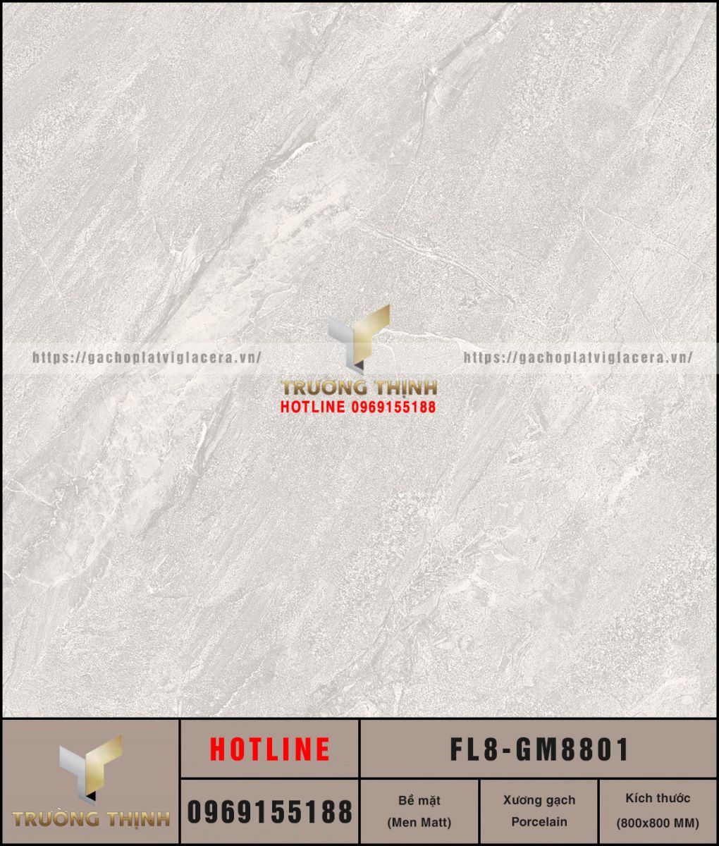 Gạch lát nền granite vân đá màu ghi Viglacera FL8-GM8801 - Giá Tốt