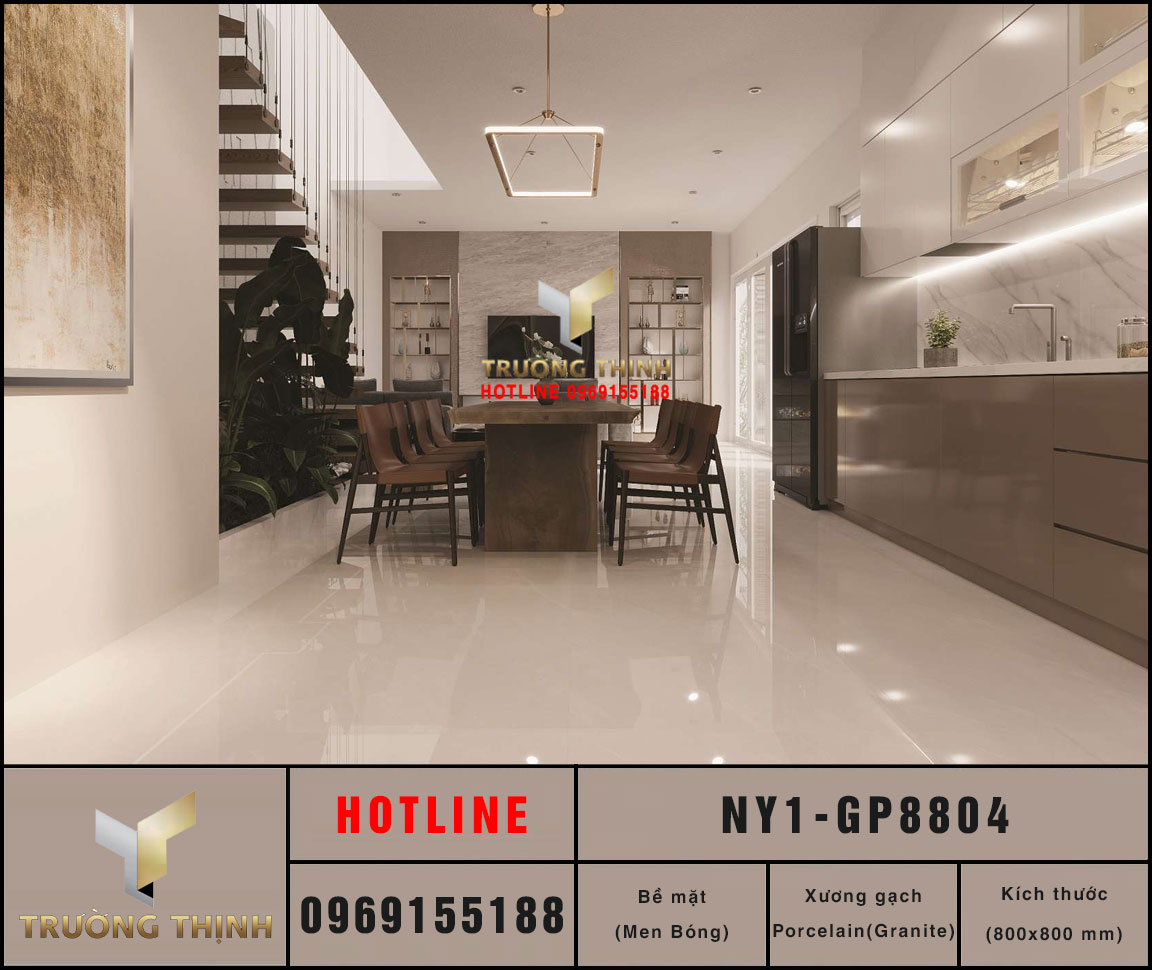 Gạch Lát Nền Viglacera NY1-GP8804 800x800 Vân Đá Ghi Hồng Sang Trọng
