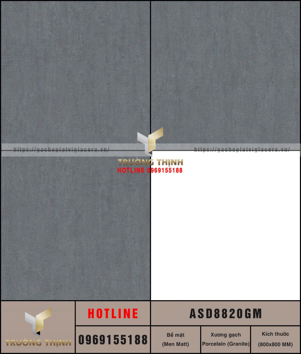 Gạch Lát Nền Granite Vân Xi Măng 800x800 Viglacera ASD8820GM: Đẳng Cấp Cho Không Gian Hiện Đại