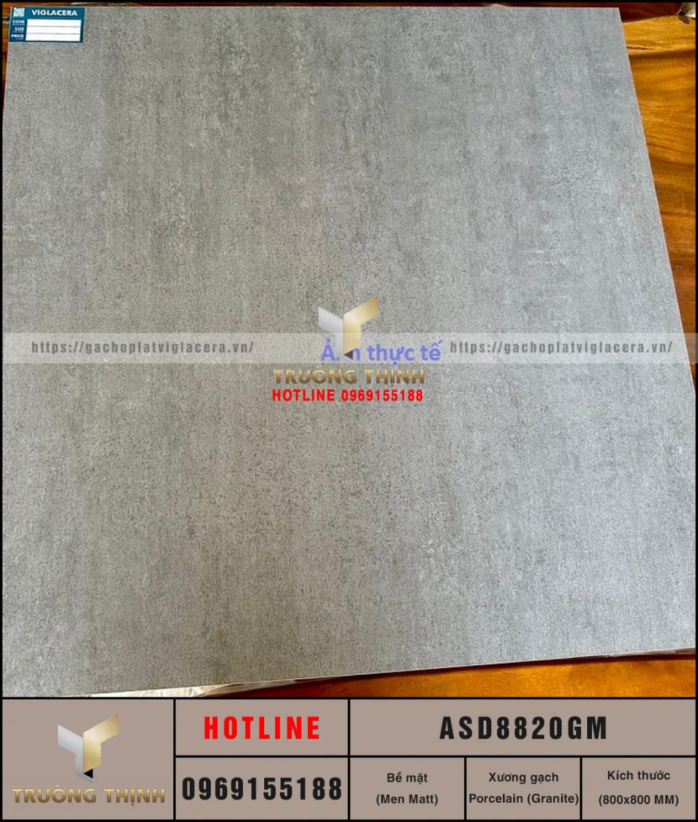 Gạch Lát Nền Granite Vân Xi Măng 800x800 Viglacera ASD8820GM: Đẳng Cấp Cho Không Gian Hiện Đại