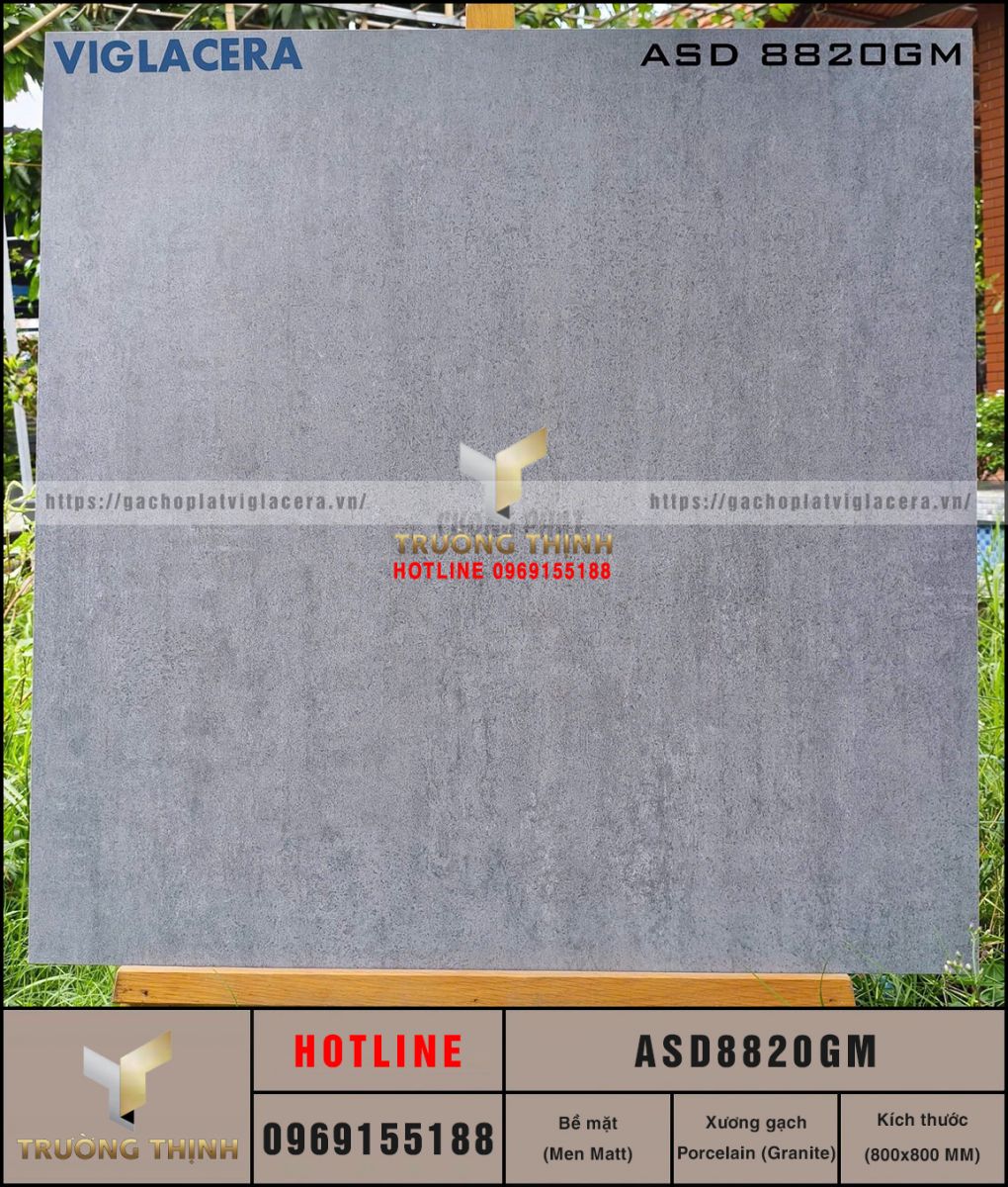 Gạch Viglacera ASD8820GM 800x800 Vân Xi Măng - Bền Đẹp, Giá Tốt
