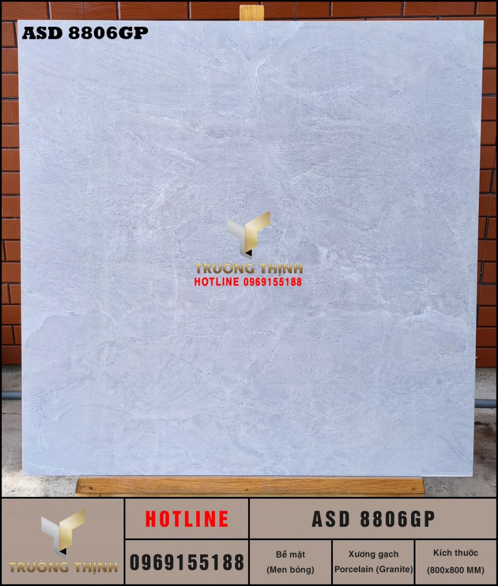 Gạch lát nền màu ghi sáng 800x800 Viglacera ASD 8806GP - Đẳng cấp không gian sống hiện đại