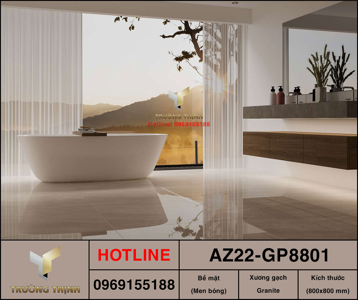 Gạch Lát Nền Vân Đá Màu Kem 800x800 Viglacera AZ22-GP8801 | Đẳng Cấp & Sang Trọng
