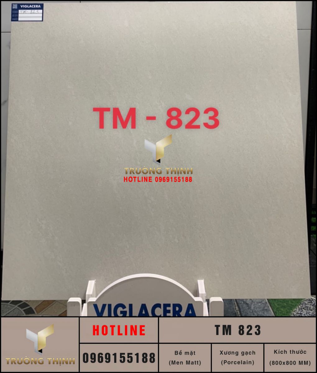 Gạch lát nền men Matt 800x800 Viglacera TM 823 vân đá