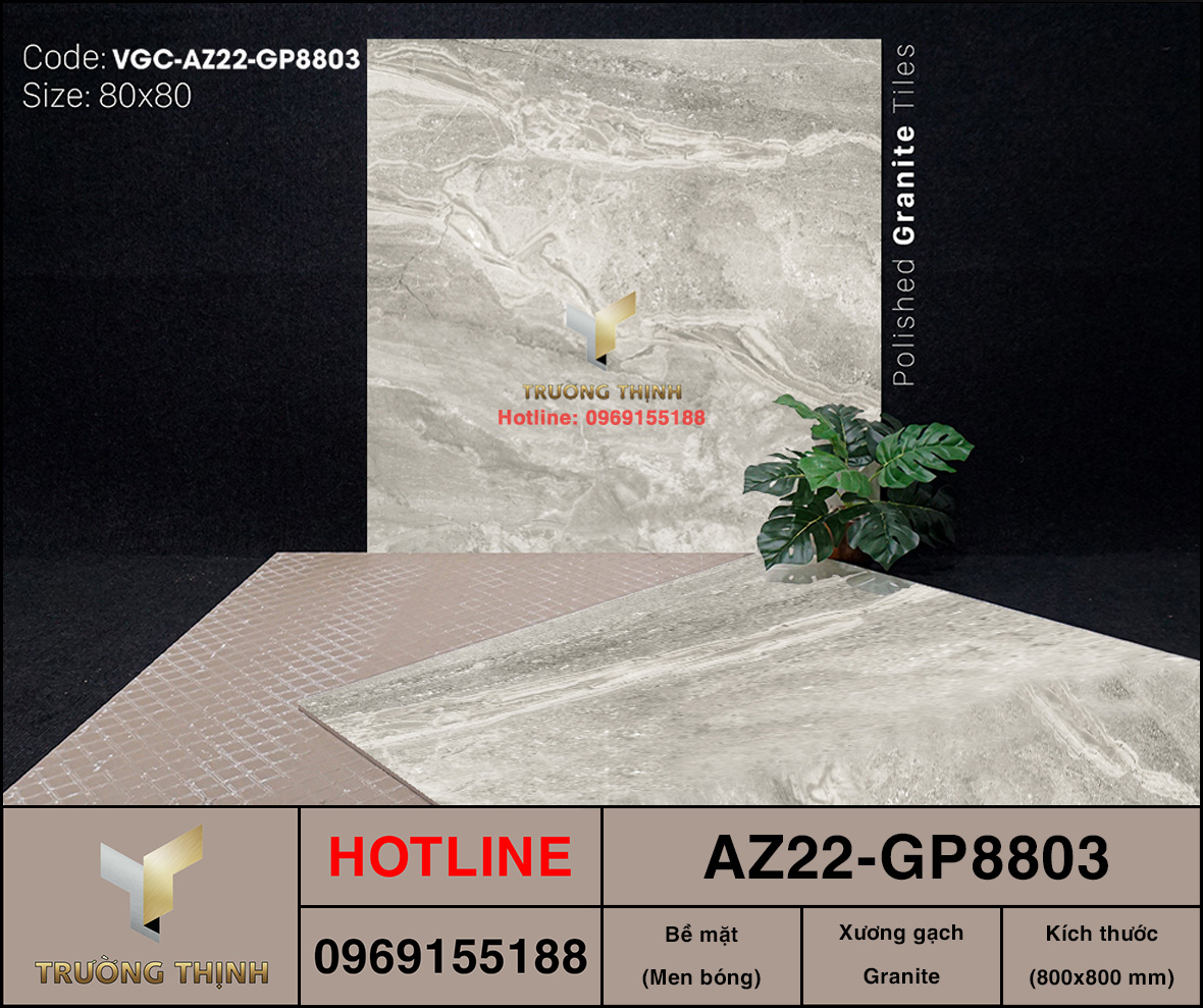 Gạch Lát Nền Men Bóng Xương Đá 800x800 Viglacera AZ22-GP8803 - Sang Trọng & Bền Đẹp