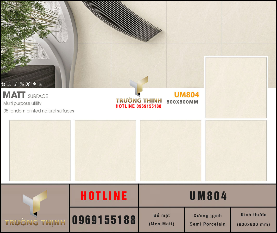 Gạch lát nền men Matt màu be 800x800 Viglacera UM804: Đẳng cấp và Sang trọng