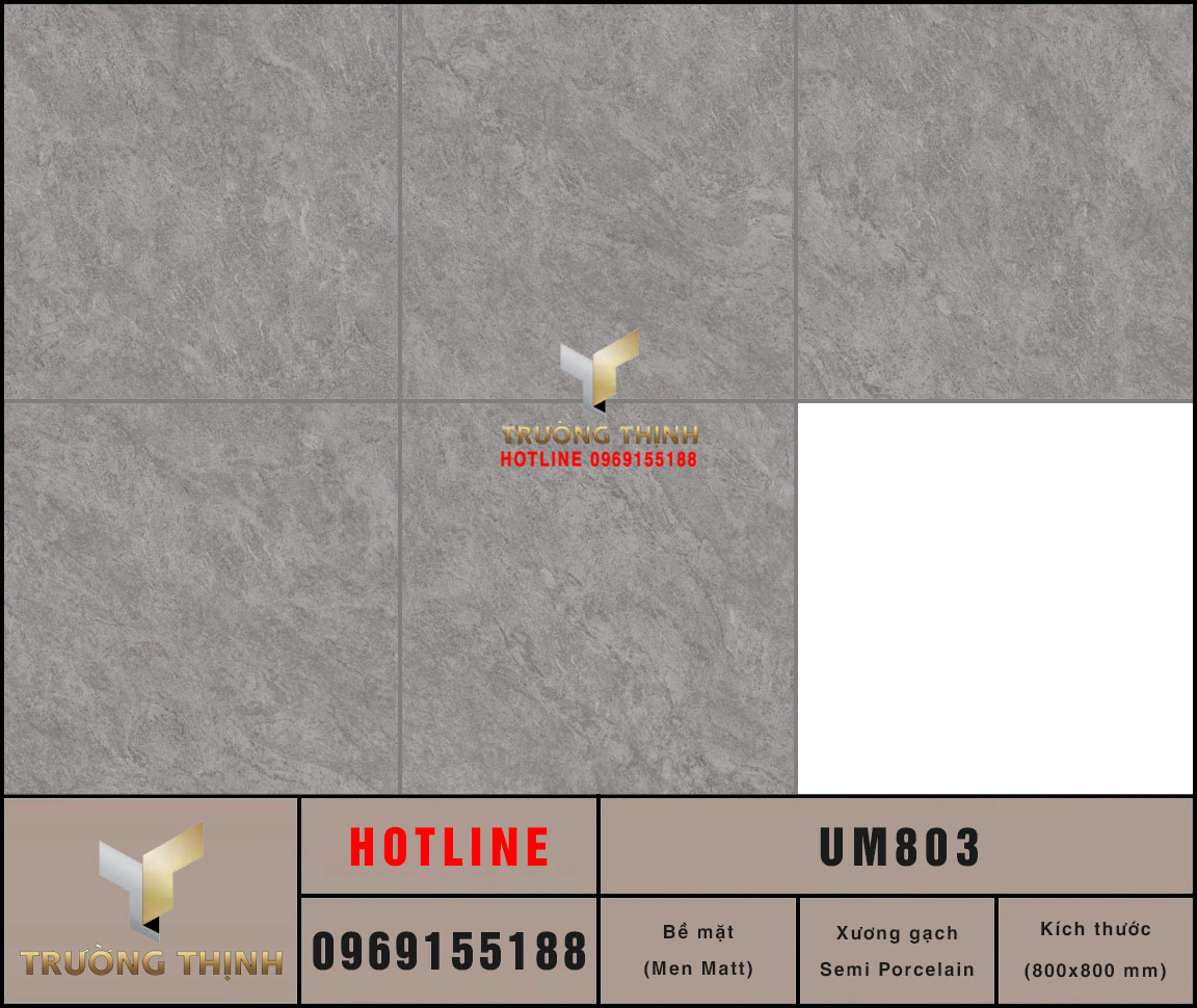 Gạch lát nền Semi Porcelain màu xám 800x800 Viglacera UM803 - Giá Tốt