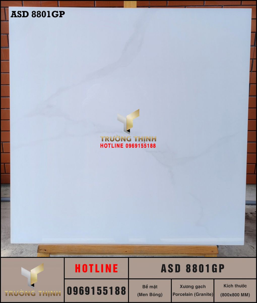 Gạch lát nền Viglacera ASD8801GP | Trắng khói vân mây, xương Porcelain | Trường Thịnh