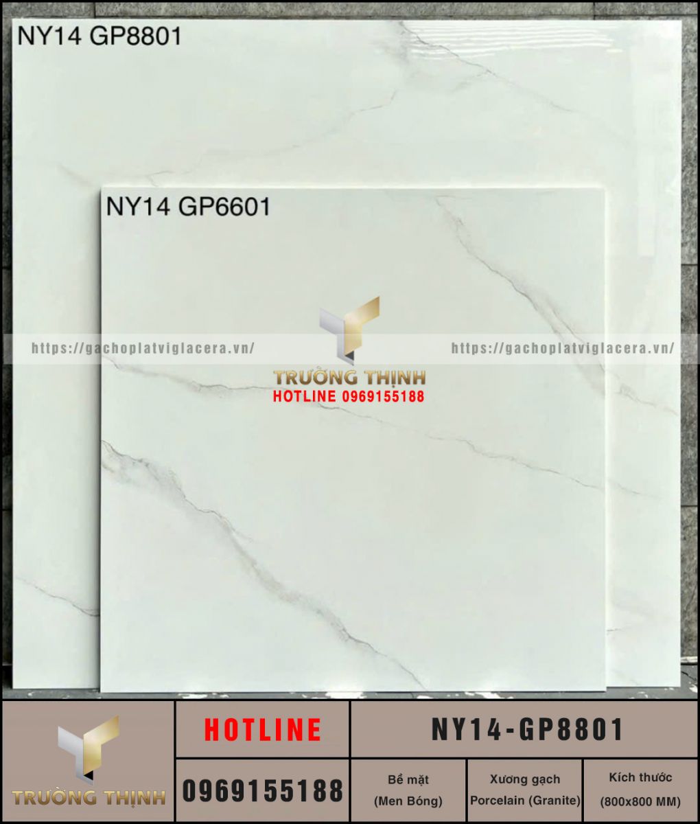 Gạch lát nền trắng vân mây 800x800 Viglacera United NY14-GP8801: Đẳng cấp không gian sống hiện đại