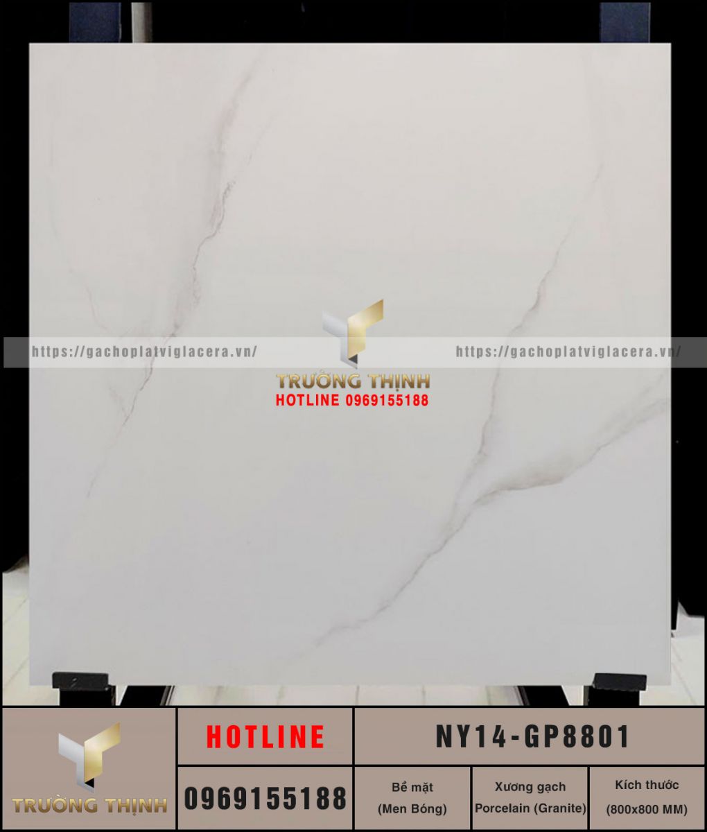 Gạch lát nền trắng vân mây 800x800 Viglacera United NY14-GP8801: Đẳng cấp không gian sống hiện đại