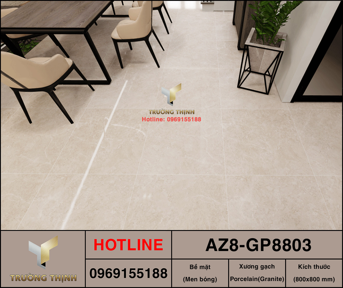 Gạch Lát Nền Vân Đá Màu Be 800x800 Viglacera AZ8-GP8803 - Sang Trọng & Bền Đẹp | Trường Thịnh