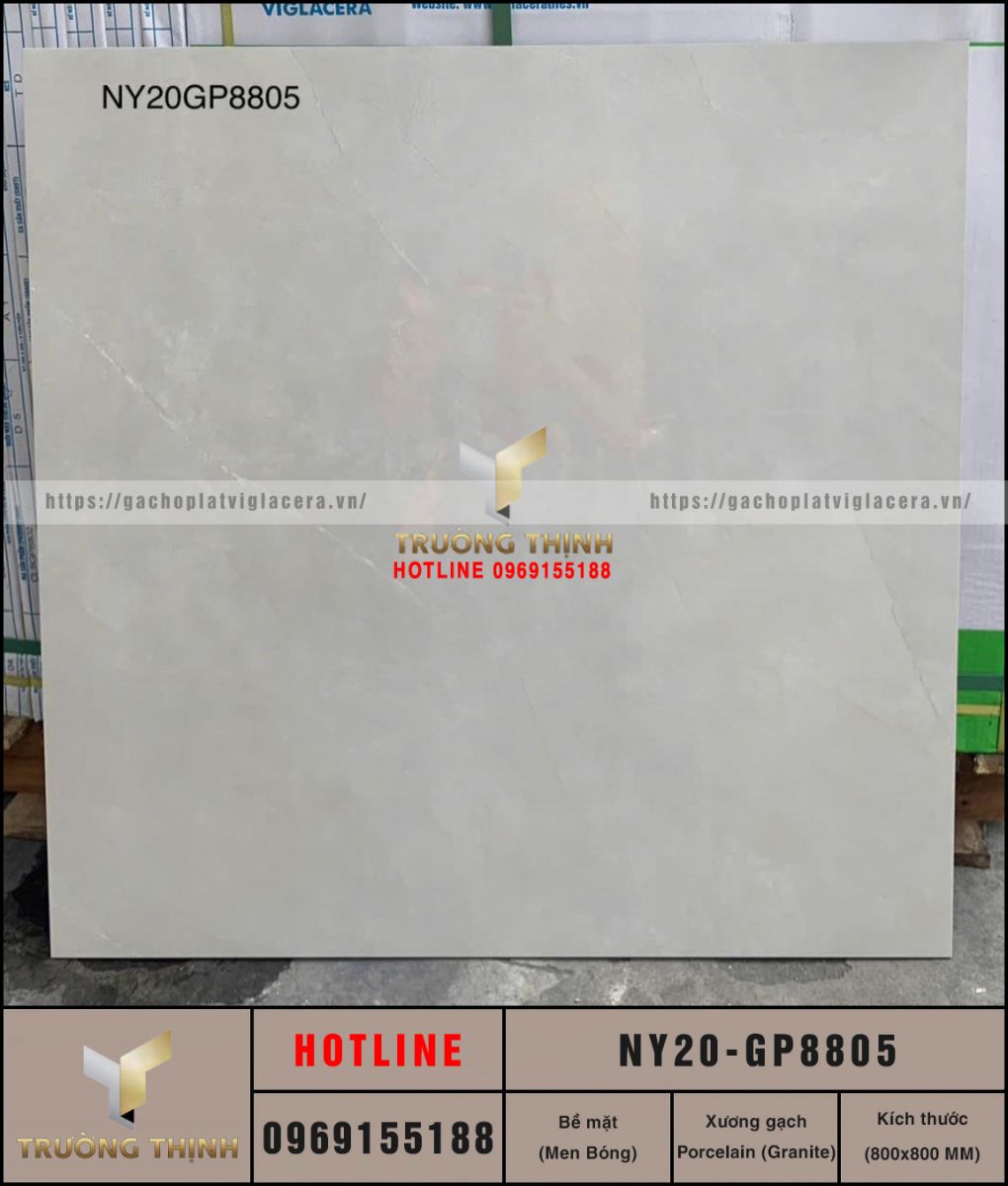 Gạch lát nền vân đá màu ghi 800x800 Viglacera NY20-GP8805 - Trường Thịnh