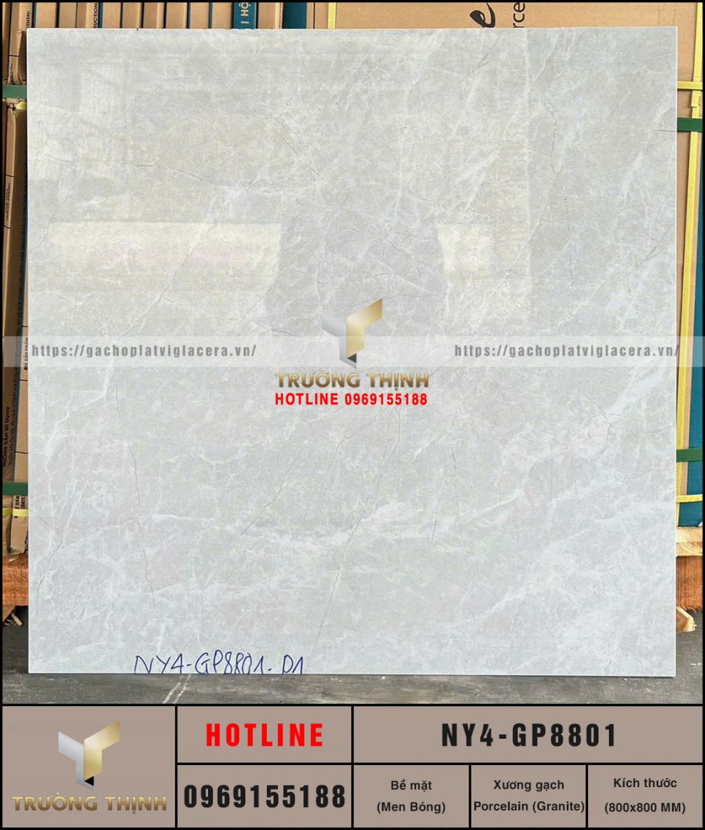 Gạch lát nền vân đá màu ghi sáng Viglacera NY4-GP8801: Đẳng cấp cho không gian hiện đại