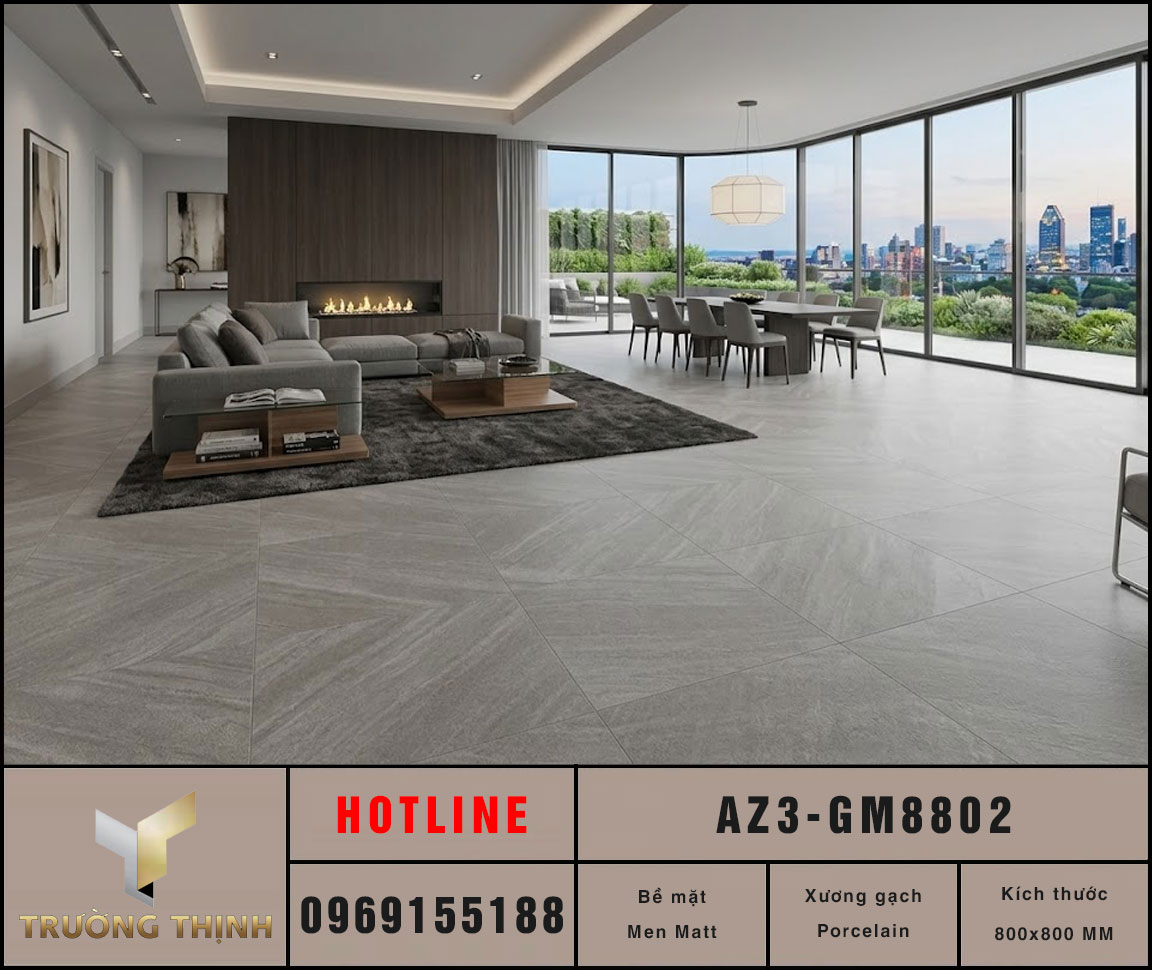Gạch lát nền vân đá chống trơn Viglacera Arizona AZ3-GM8802 - 800x800 Chính Hãng