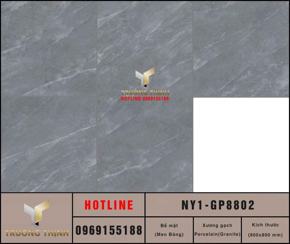 Gạch lát nền men bóng vân đá màu xám Viglacera NY1-GP8802 - Sự lựa chọn hoàn hảo cho không gian sang trọng