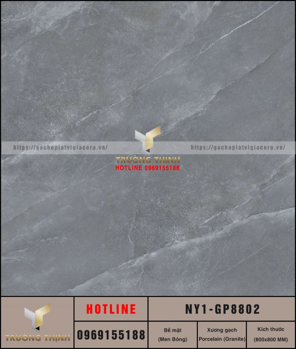 Gạch lát nền men bóng vân đá màu xám Viglacera NY1-GP8802 - Sự lựa chọn hoàn hảo cho không gian sang trọng