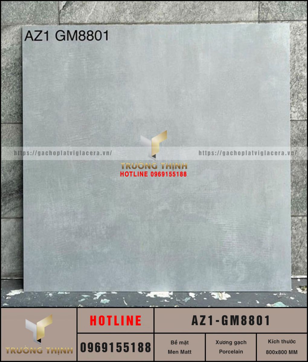 Gạch lát nền vân xi măng chống trơn 800x800 Viglacera AZ1-GM8801 – Vẻ đẹp hiện đại cho mọi không gian