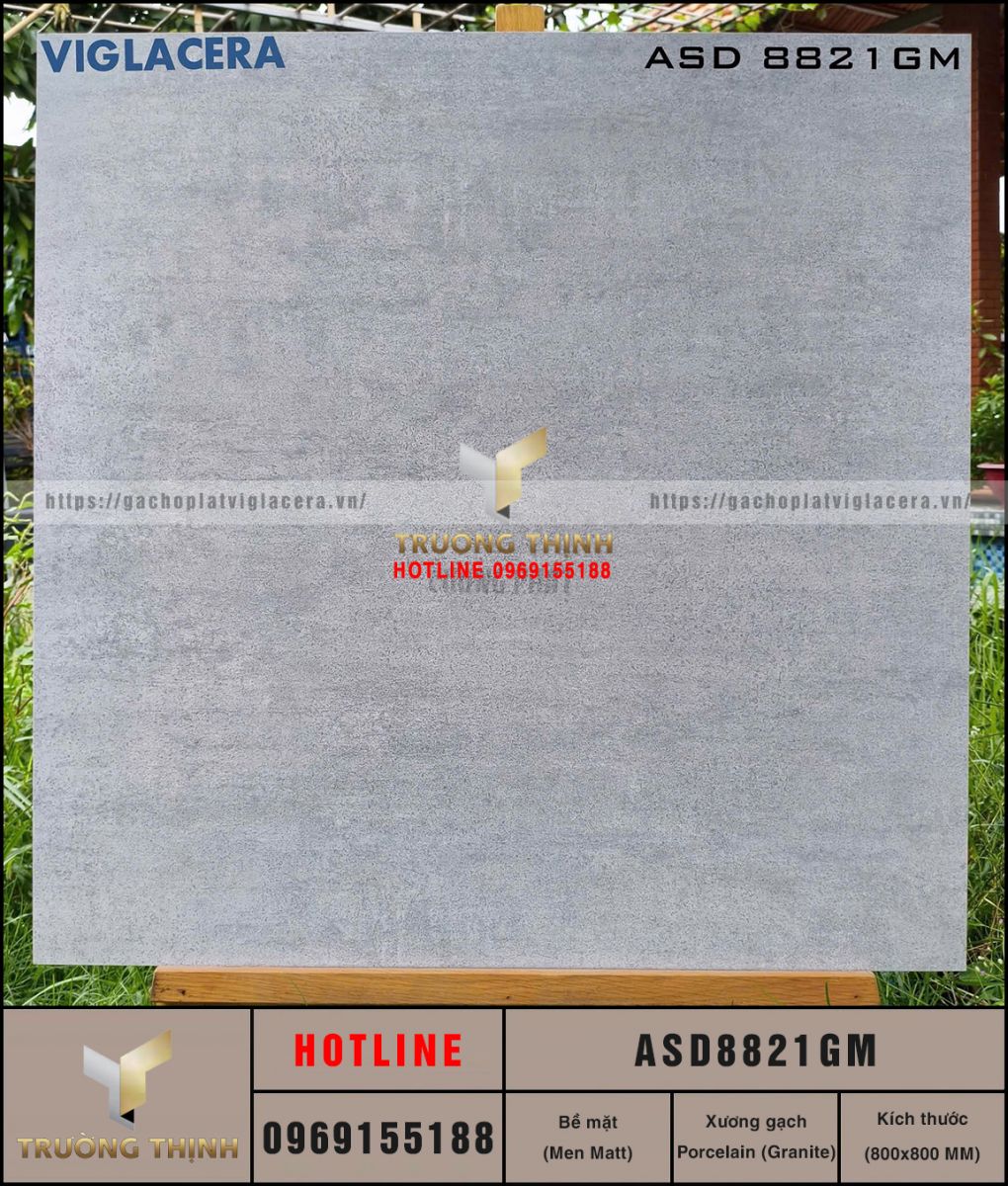 Gạch Lát Nền Vân Xi Măng 800x800 Viglacera ASD8821GM Ghi Xám Đẹp