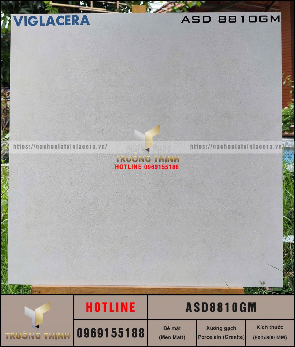 Gạch lát nền vân xi măng màu kem 800x800 Viglacera ASD8810GM - Bền đẹp, Sang trọng