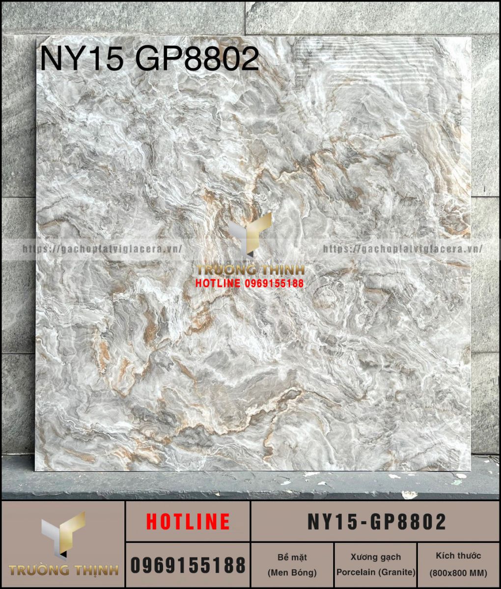Gạch Viglacera NY15-GP8802 80x80 Men Bóng Xương Đá Cao Cấp